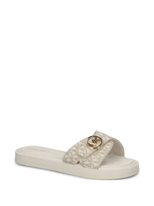 kors shoes mk slides white