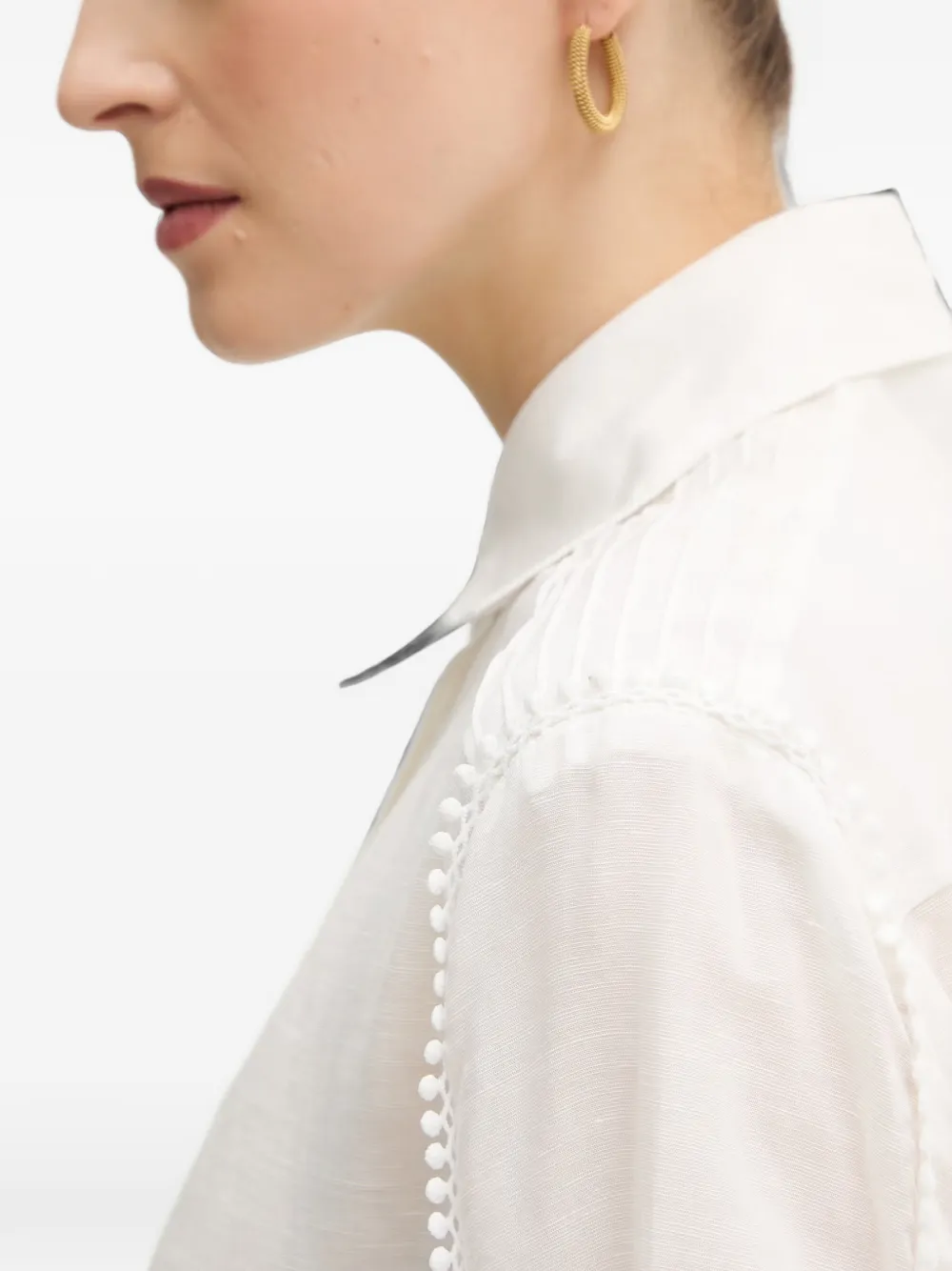 Silvian Heach Farin pompom-detail collared shirt Wit