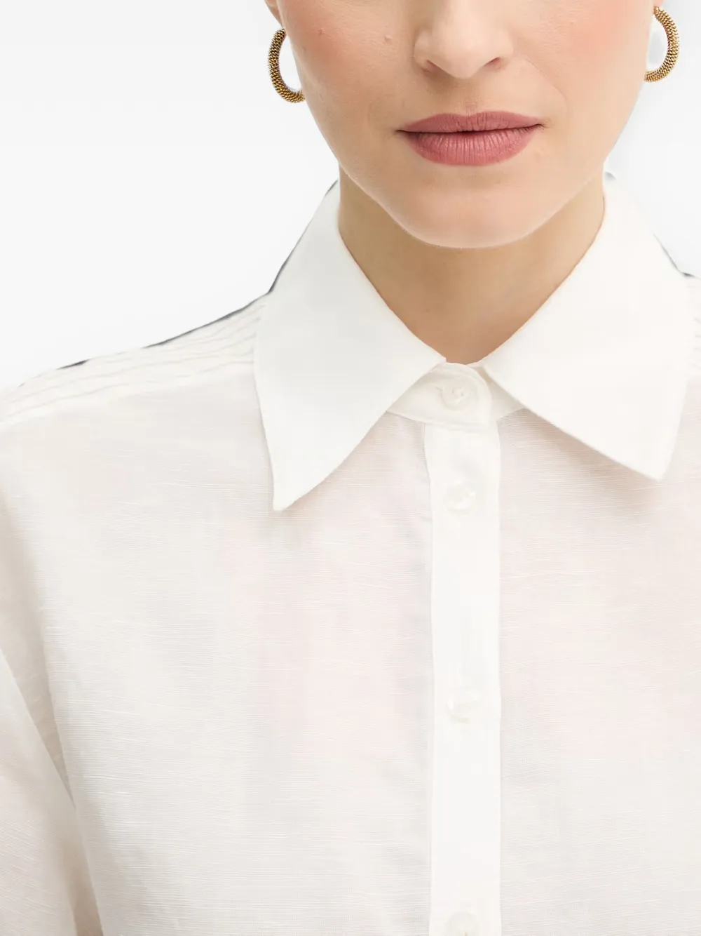 Silvian Heach Farin pompom-detail collared shirt Wit