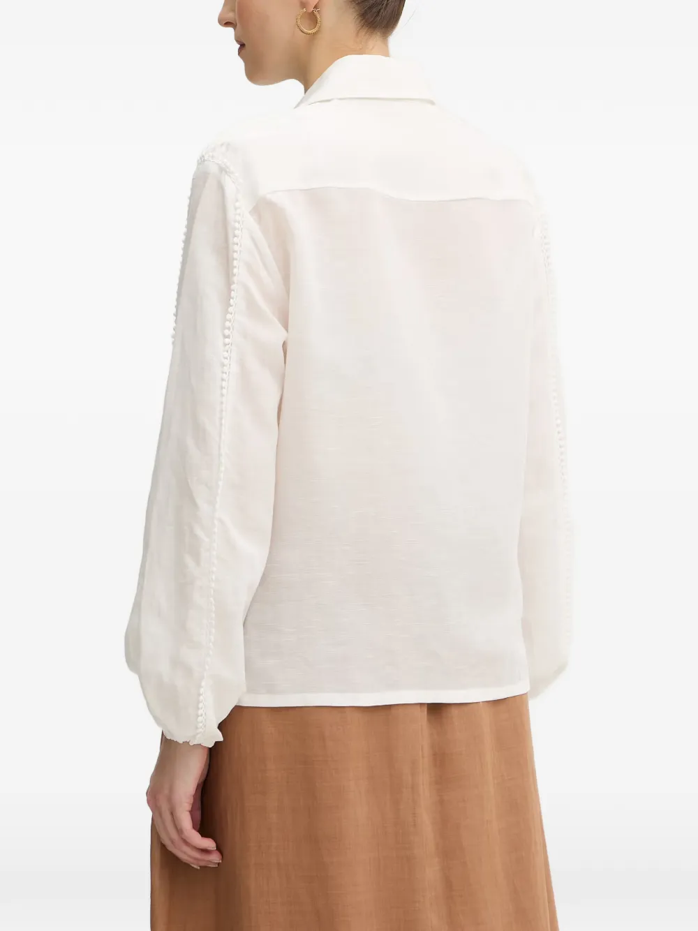 Silvian Heach Farin pompom-detail collared shirt Wit