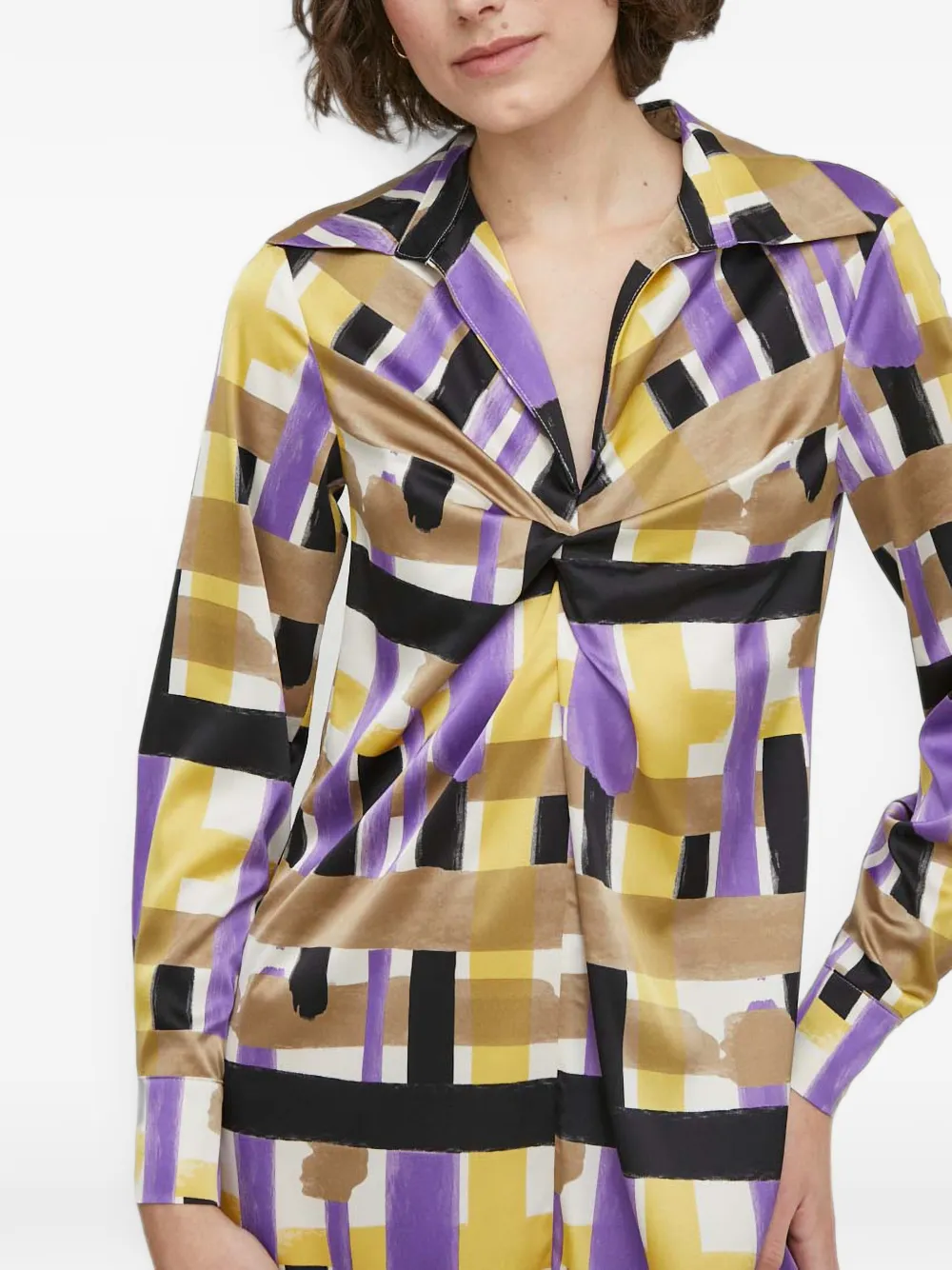 Sisley twisted-print mini dress Paars