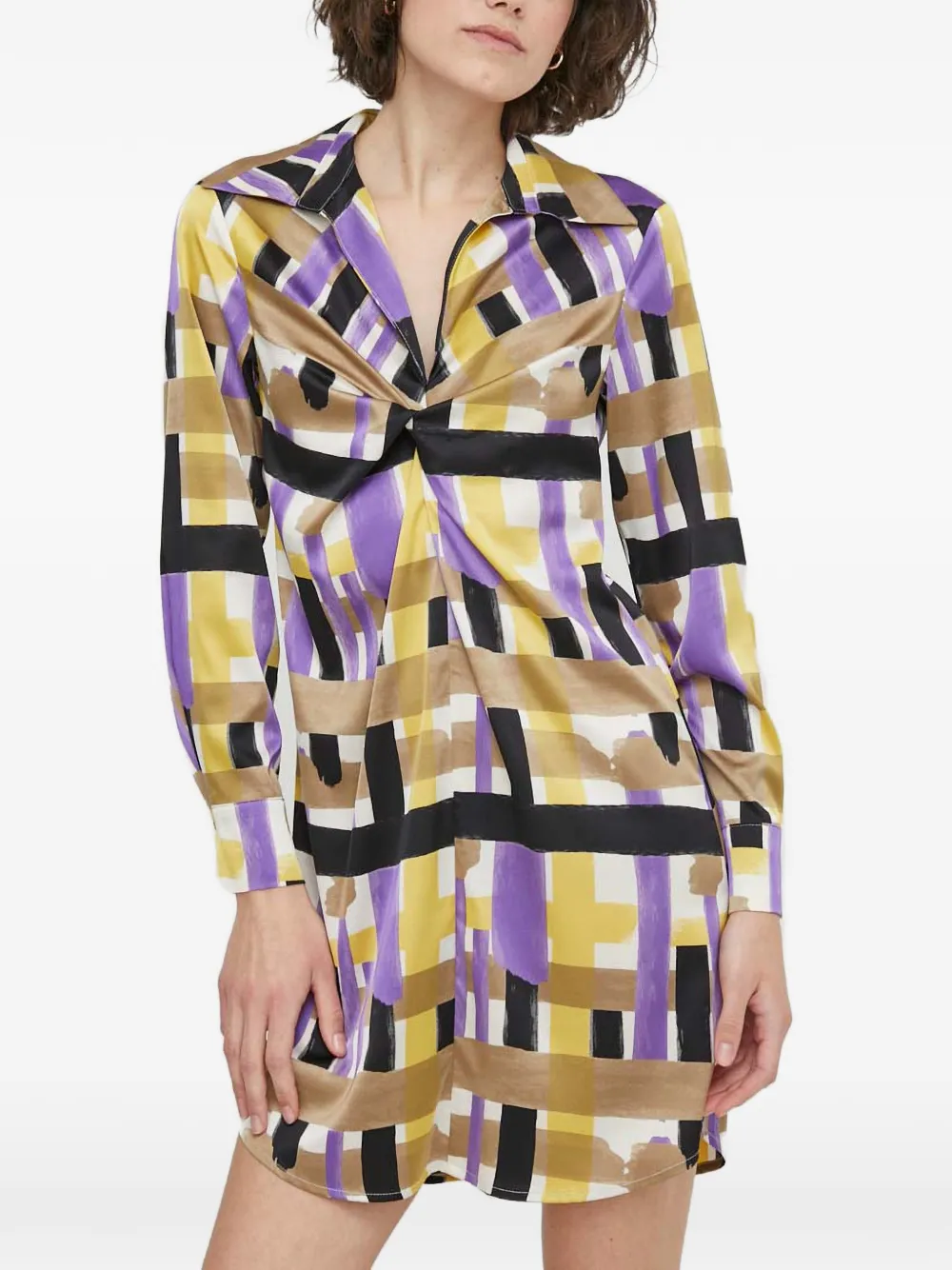 Sisley twisted-print mini dress Paars
