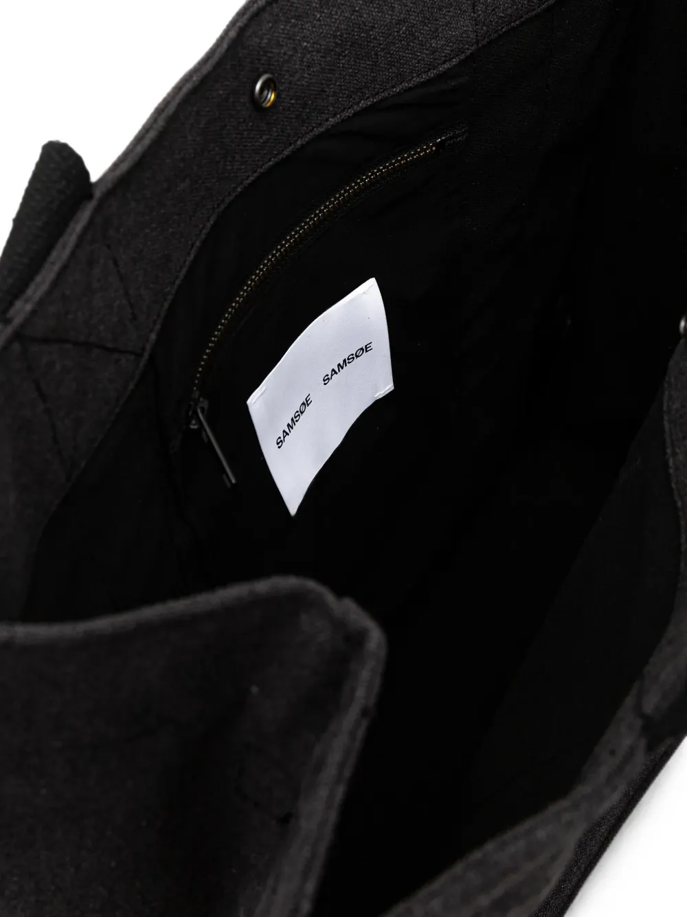 SAMSOE Salucas canvas shopper met logoprint Grijs