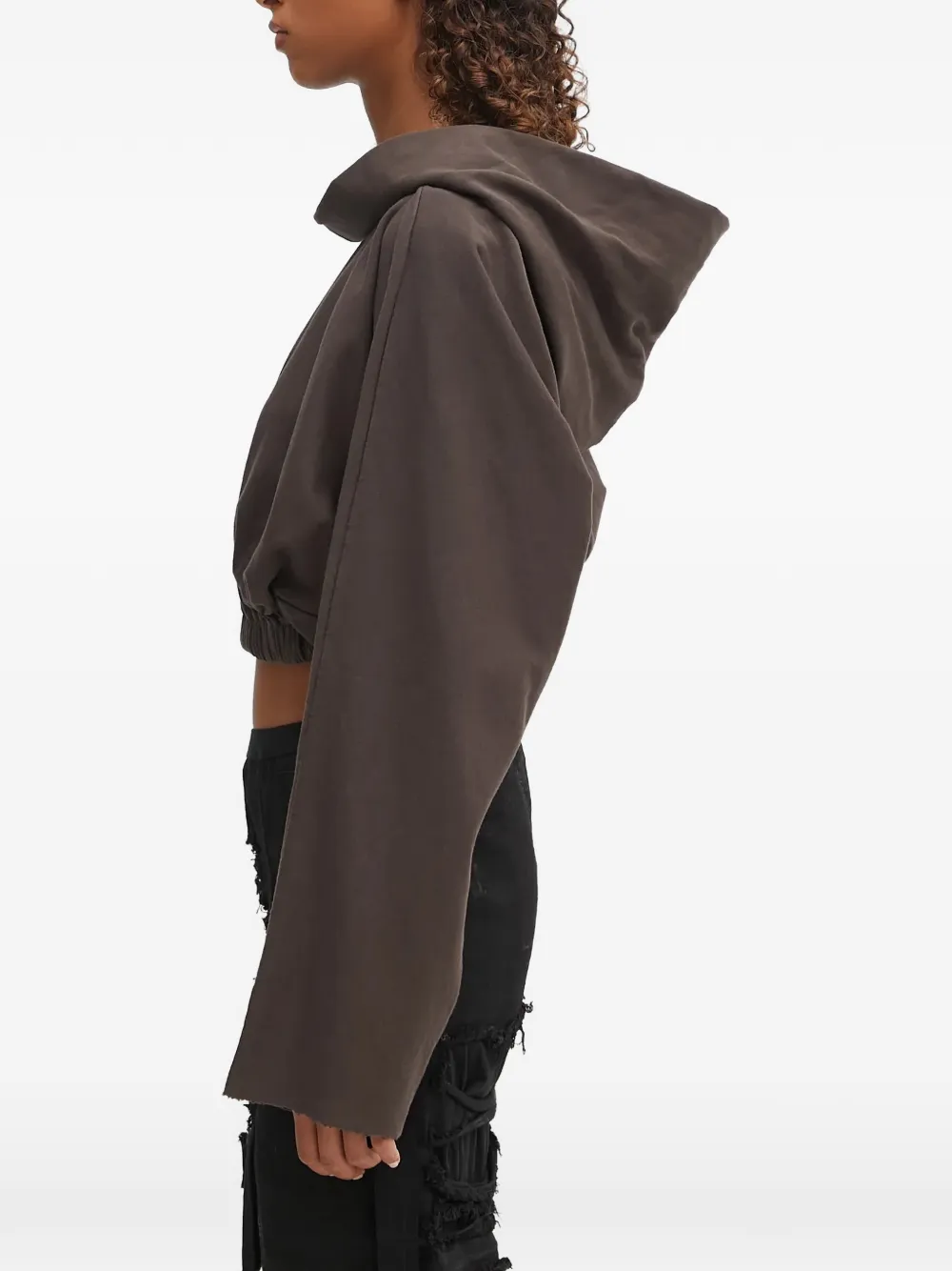 Rick Owens DRKSHDW Cropped hoodie met brede kraag Bruin
