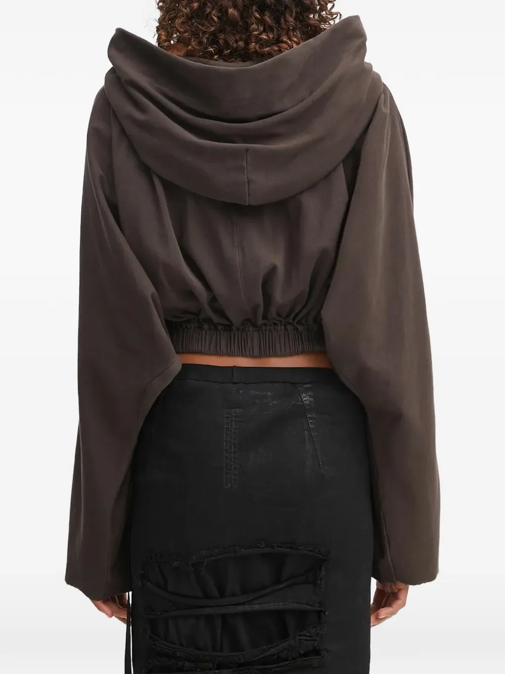 Rick Owens DRKSHDW Cropped hoodie met brede kraag Bruin