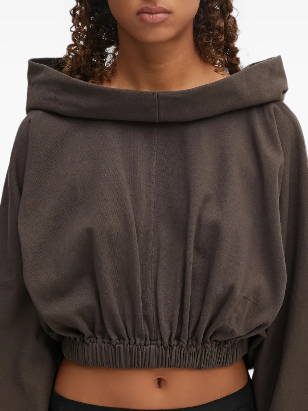 Rick Owens DRKSHDW Cropped hoodie met brede kraag Bruin