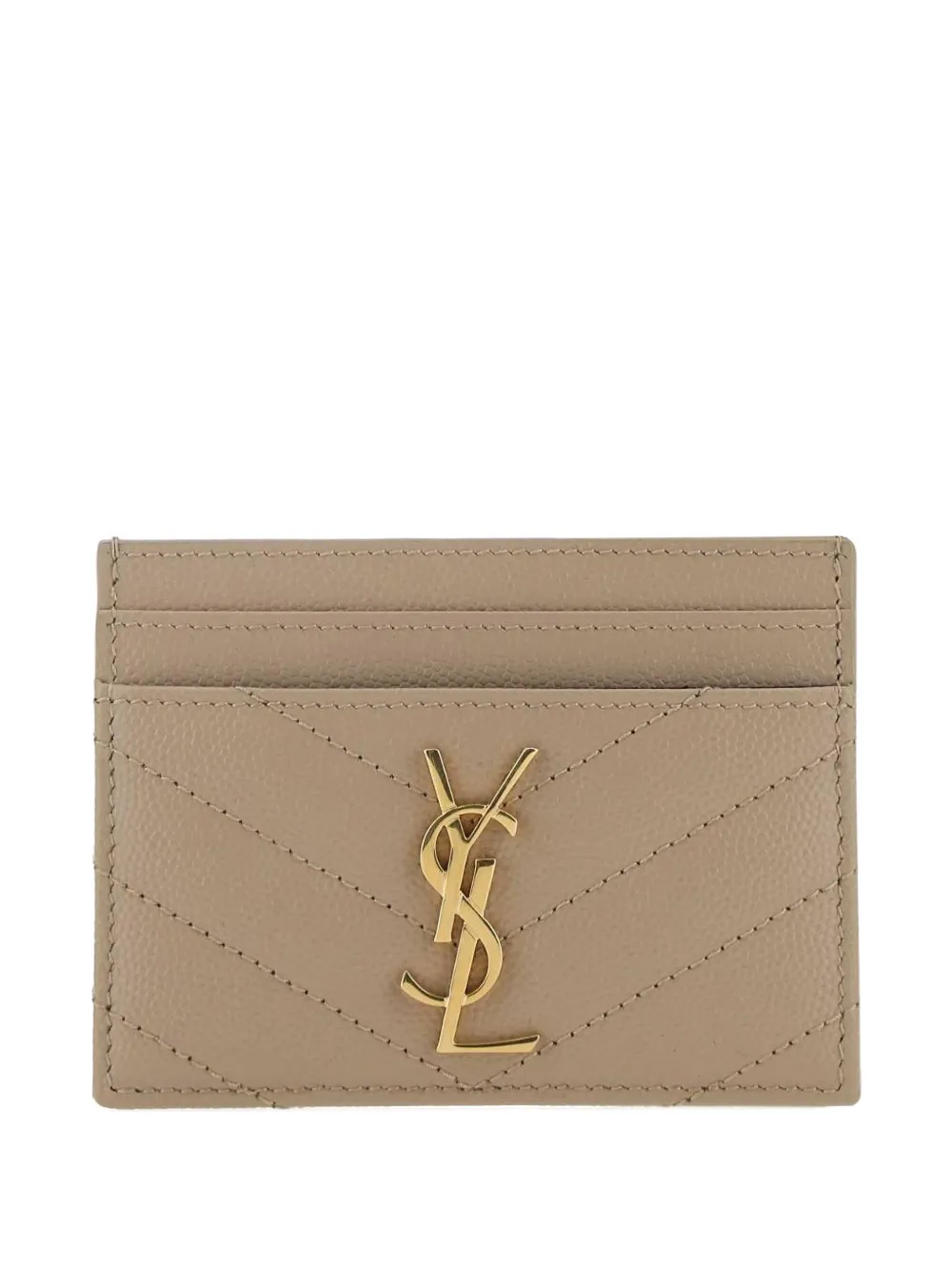Saint Laurent Cassandre Matelassé leather cardholder - Nude