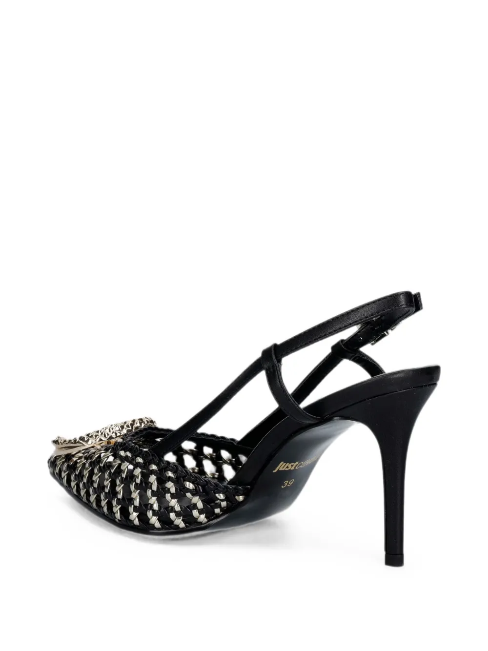 Just Cavalli woven logo-plaque pumps Zwart