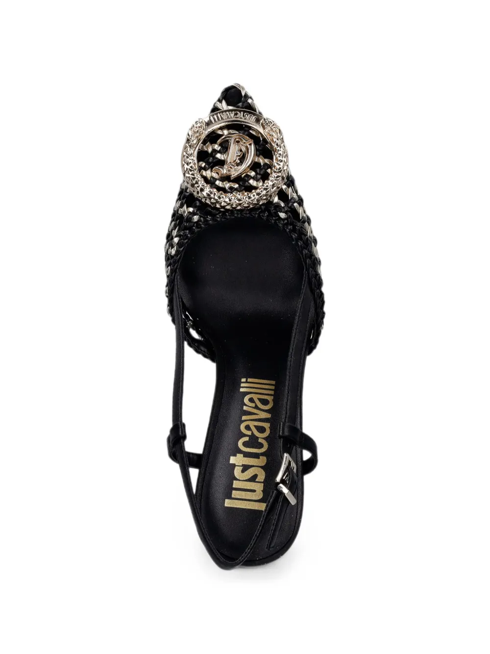 Just Cavalli woven logo-plaque pumps Zwart