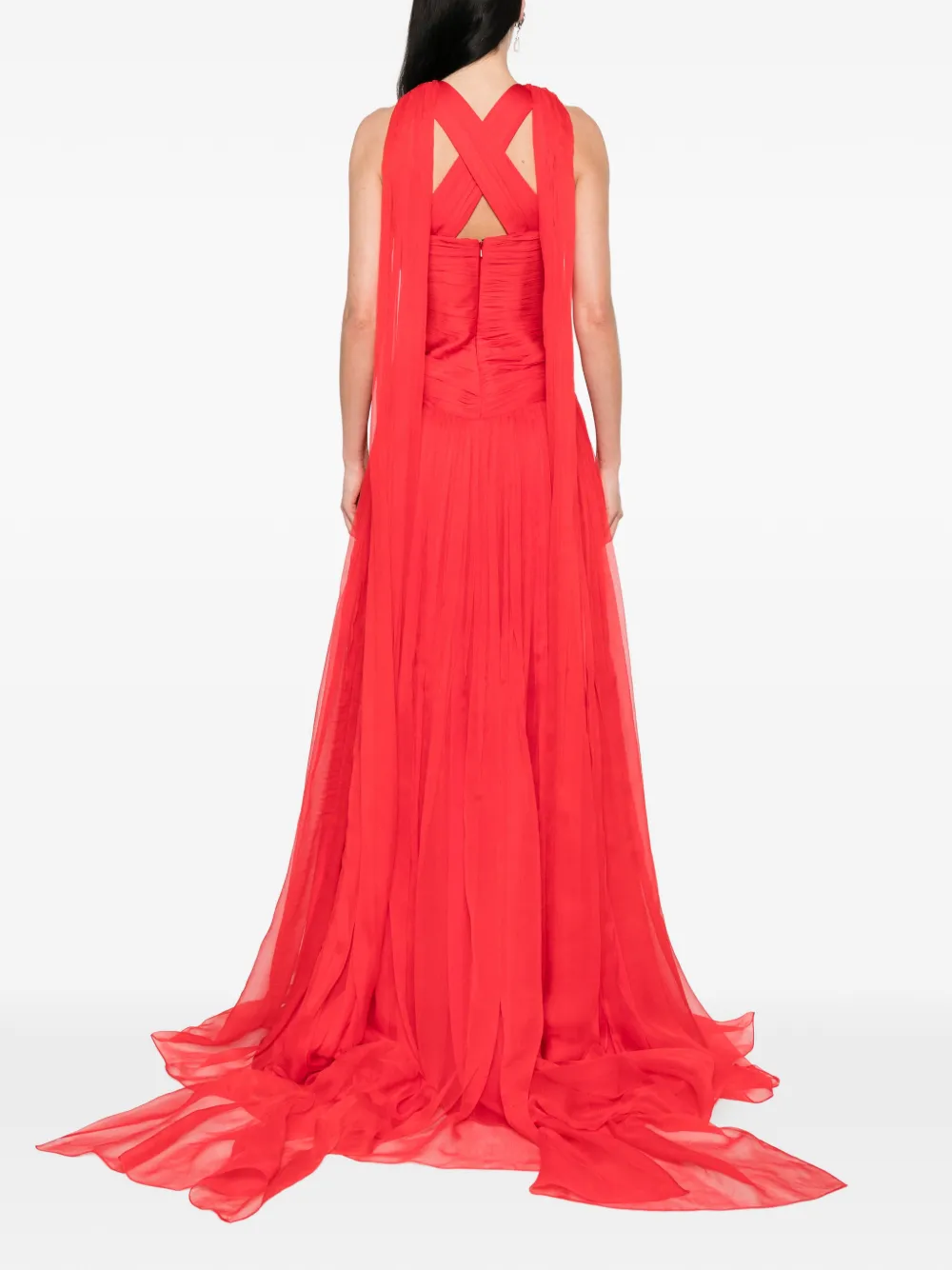M.Marquise Mayla maxi-jurk met halternek en gedraaid detail Rood