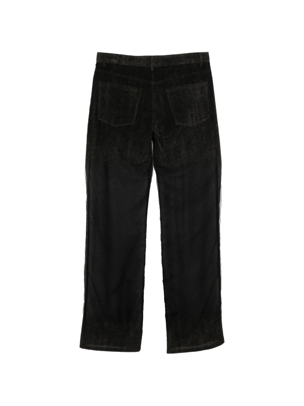  Quetsche Pantalones Con Panel Translúcido - Negro 