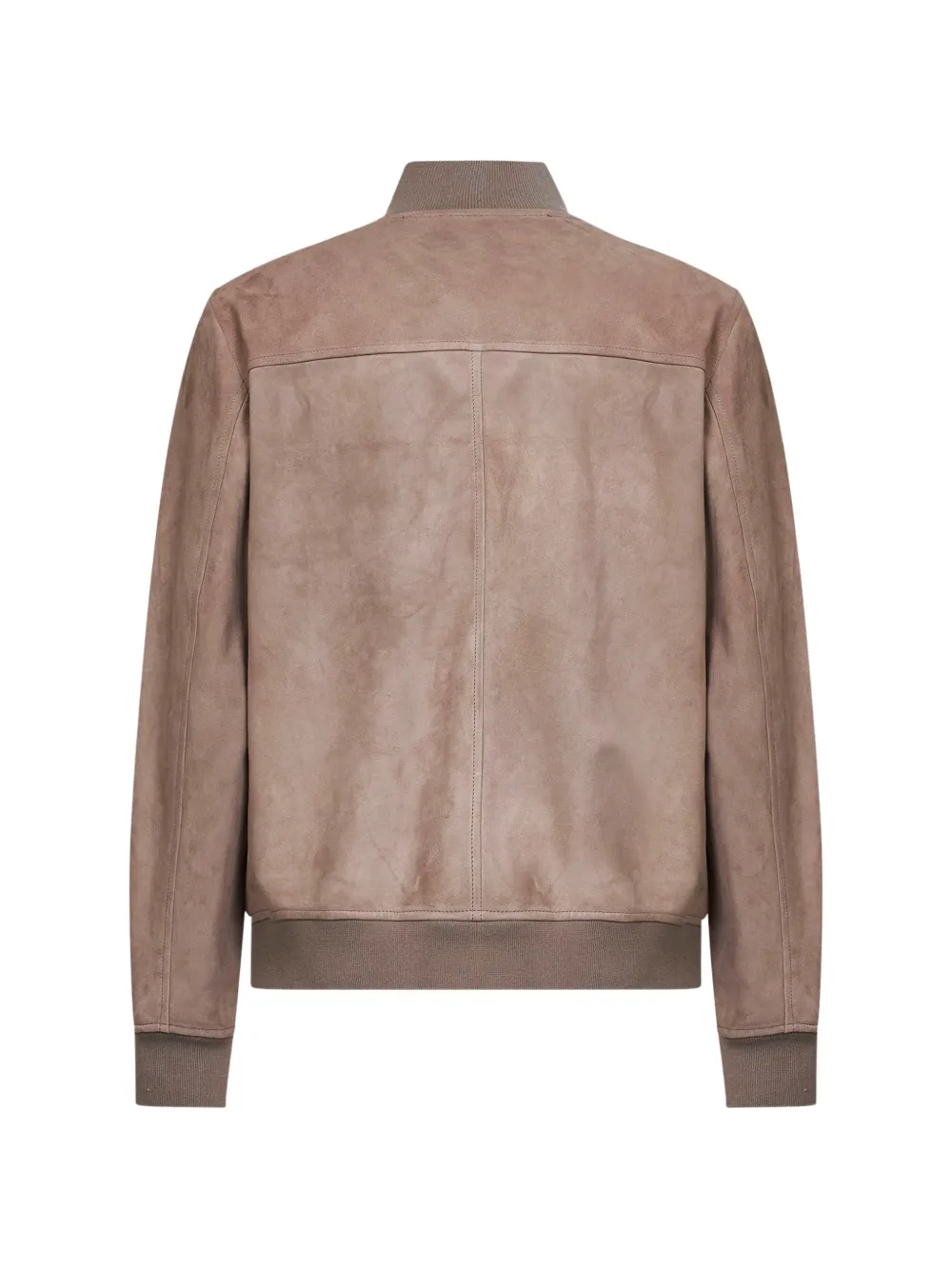 Salvatore Santoro Leren jack met ribgebreide kraag Beige