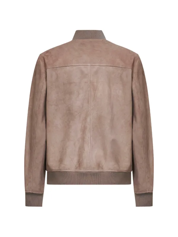 Salvatore Santoro ribbed-knit-collar Leather Jacket | Neutrals