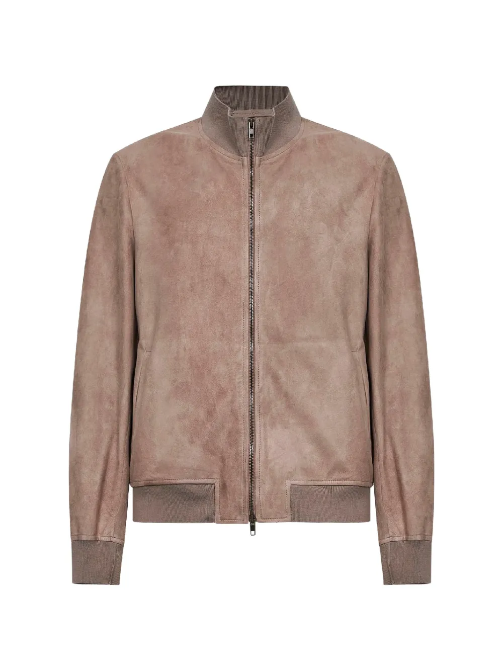 Salvatore Santoro ribbed-knit-collar leather jacket - Nude
