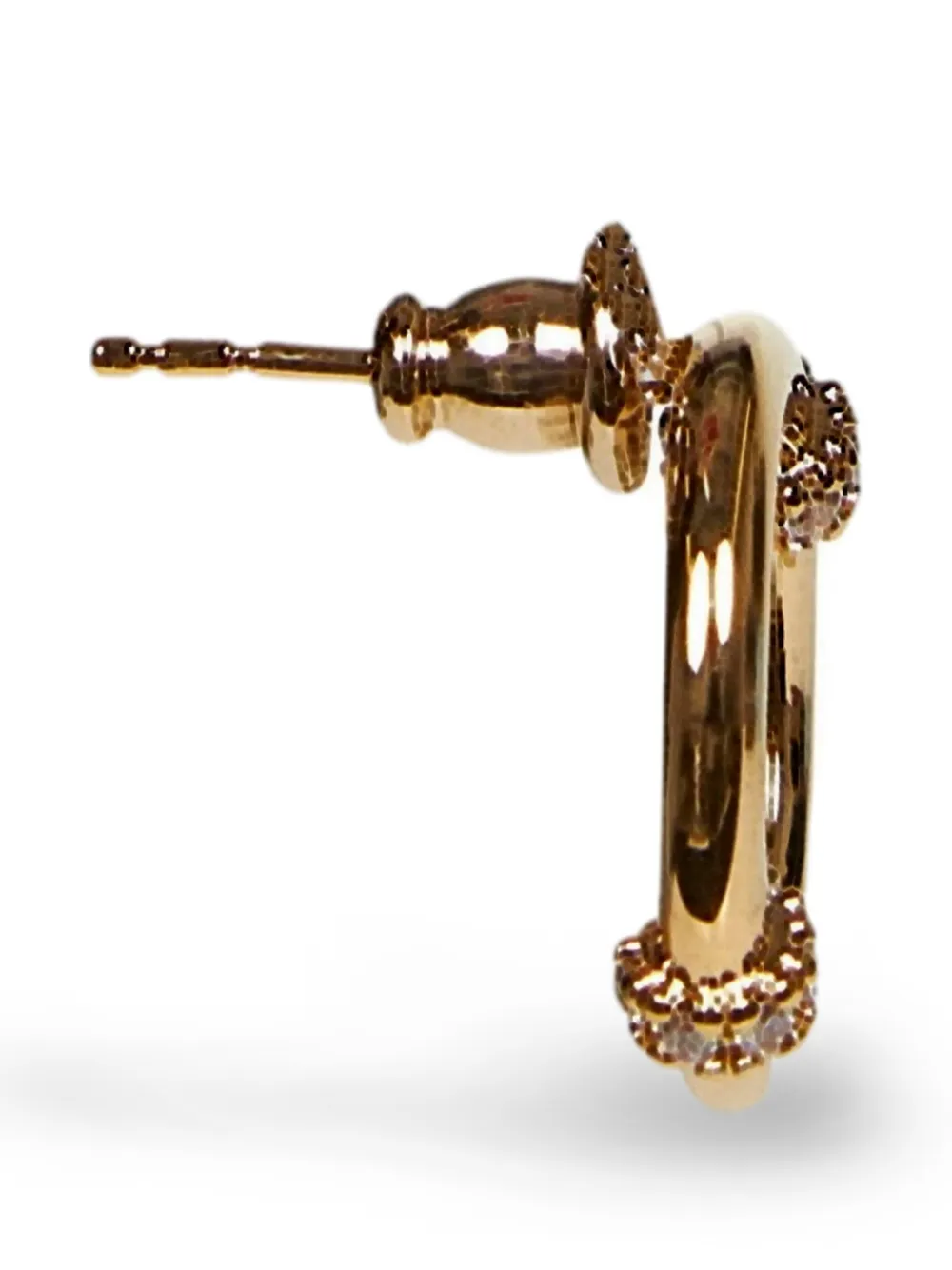  Fendi Logo Stud Crystal Earrings - Gold 