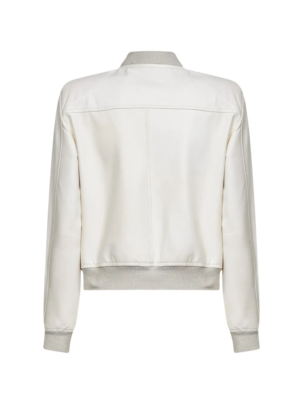  Salvatore Santoro Ribbed Leather Bomber Jacket - White 