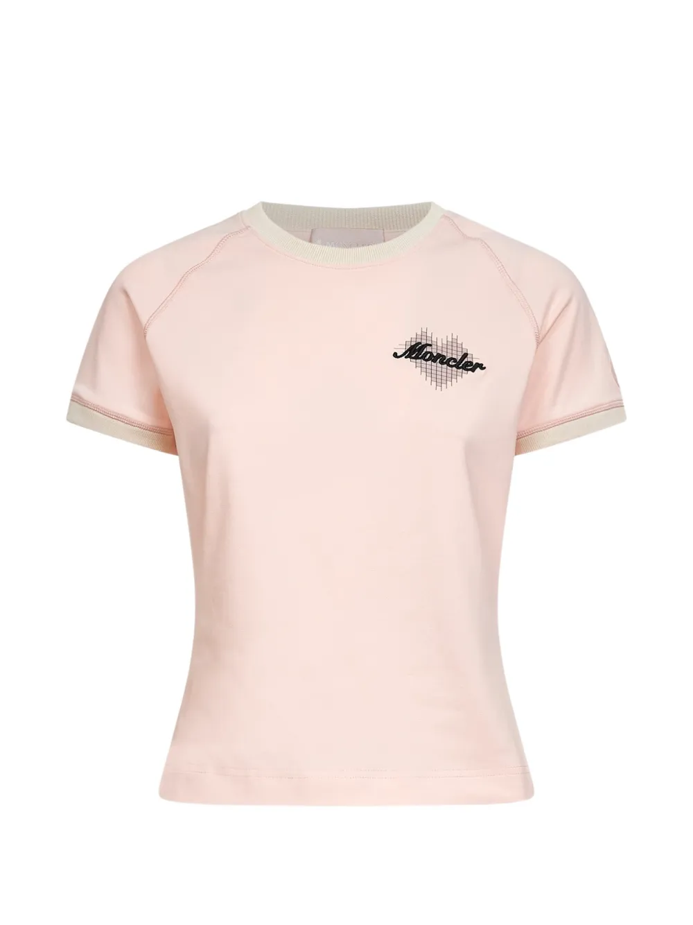 Moncler Geribbeld T-shirt met hartprint Roze