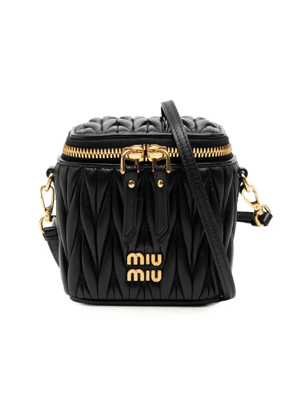 Pre-owned Miu Miu 2000-2010 Micro Matelasse Nappa Vanity Crossbody Bag In Black