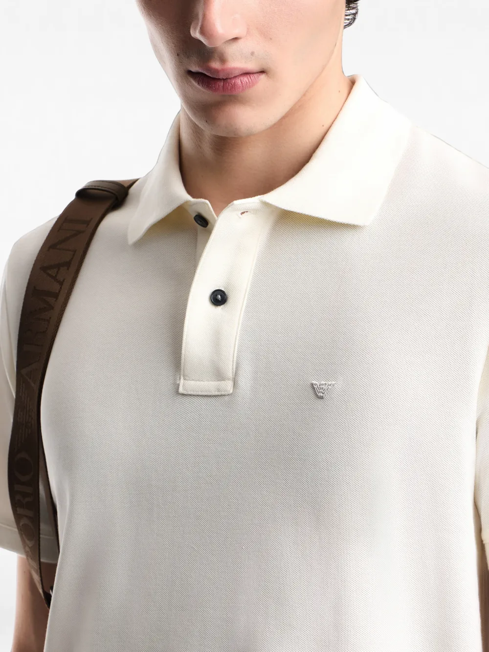 Emporio Armani Piqué slim-fit poloshirt Beige