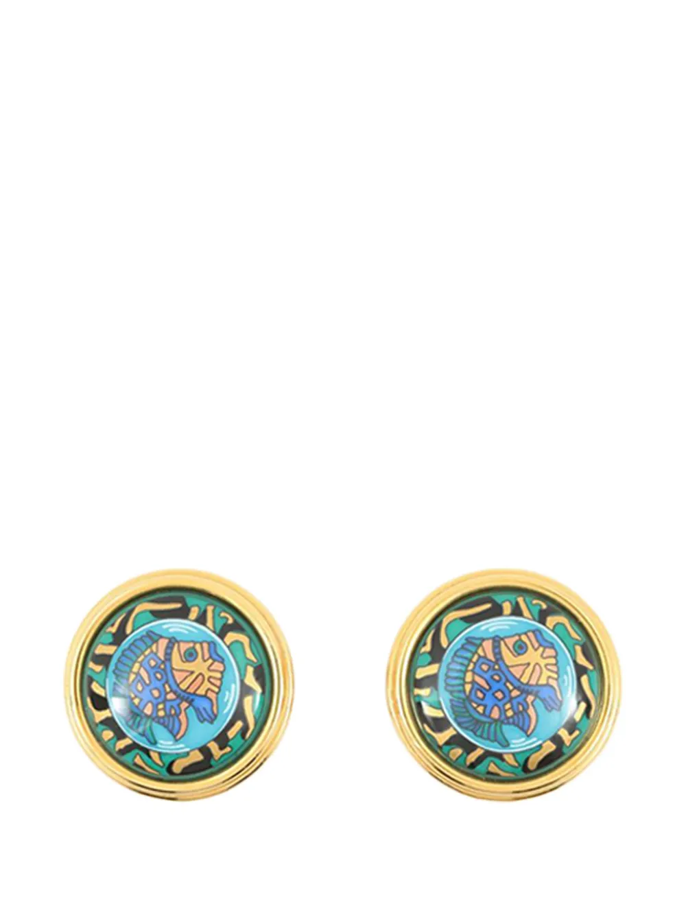 Hermès Pre-Owned 1980-1990 Enamel Fish Cloisonne Clip On Earrings costume earrings - Oro