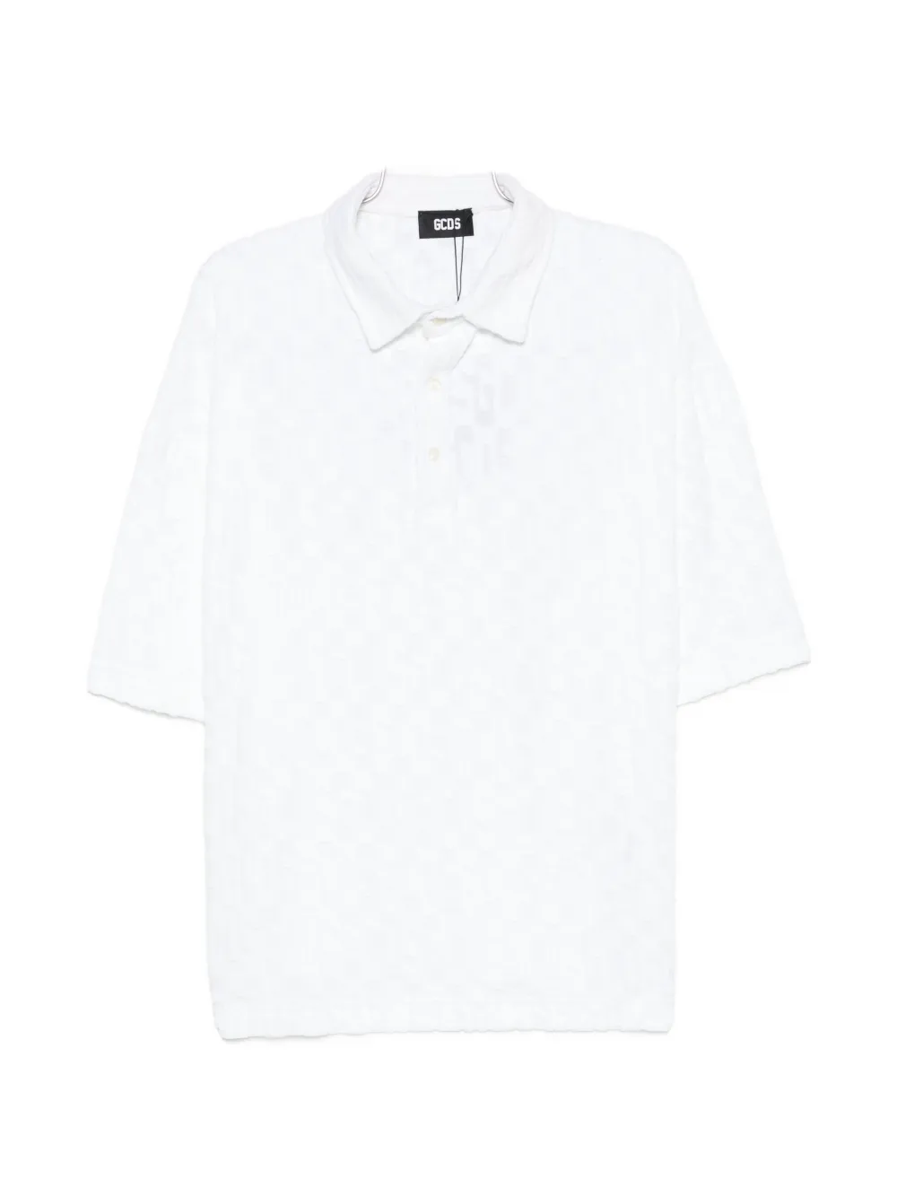 GCDS logo-jacquard terry-cloth polo shirt - Bianco