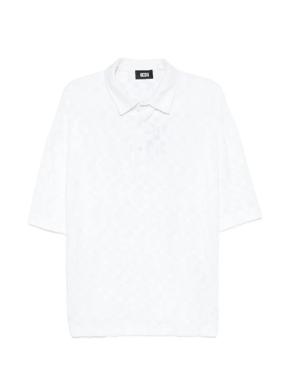 GCDS logo-jacquard terry-cloth polo shirt - Bianco