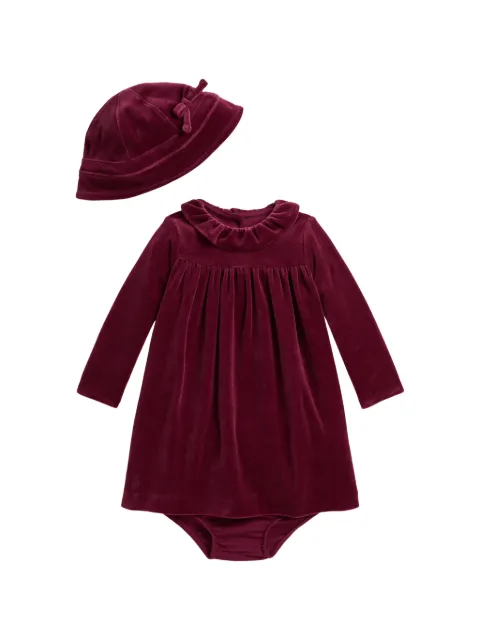 POLO RALPH LAUREN KIDS ruffled-collar velour dress set
