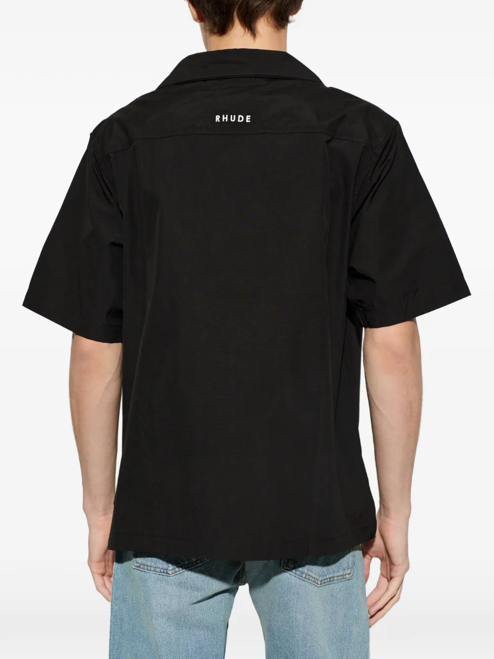RHUDE Overhemd met borduurwerk en korte mouwen Zwart