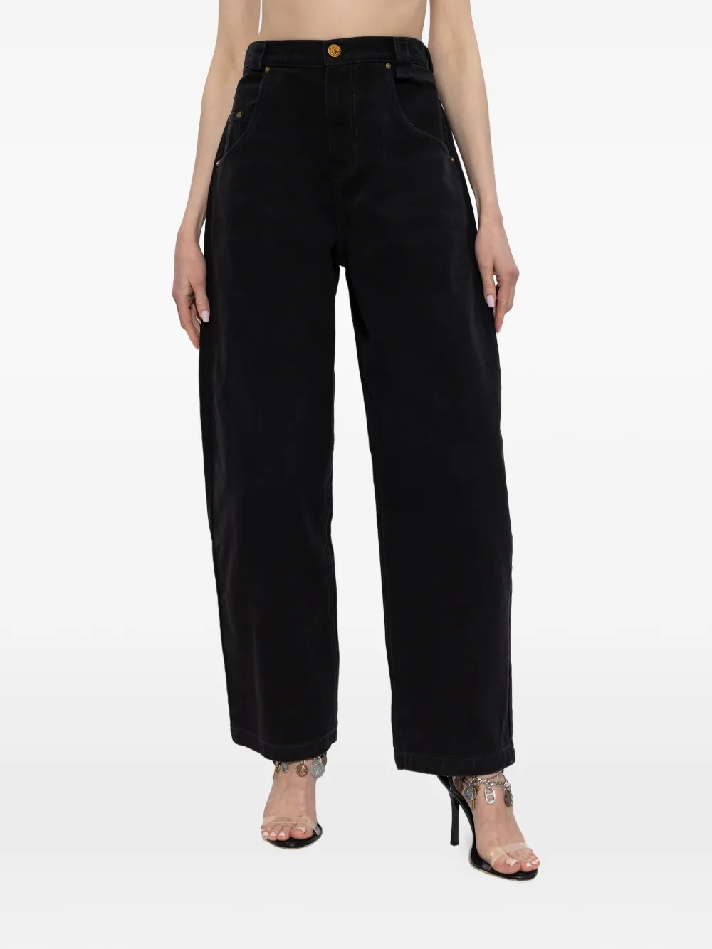  Willy Chavarria Label Denim Trousers - Black 