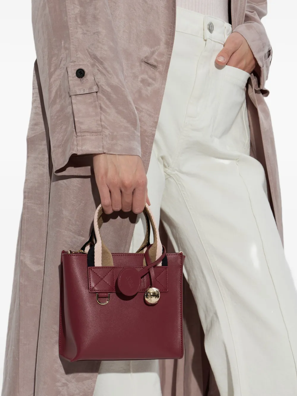  Furla Mini Divide It Leather Tote Bag - Red 