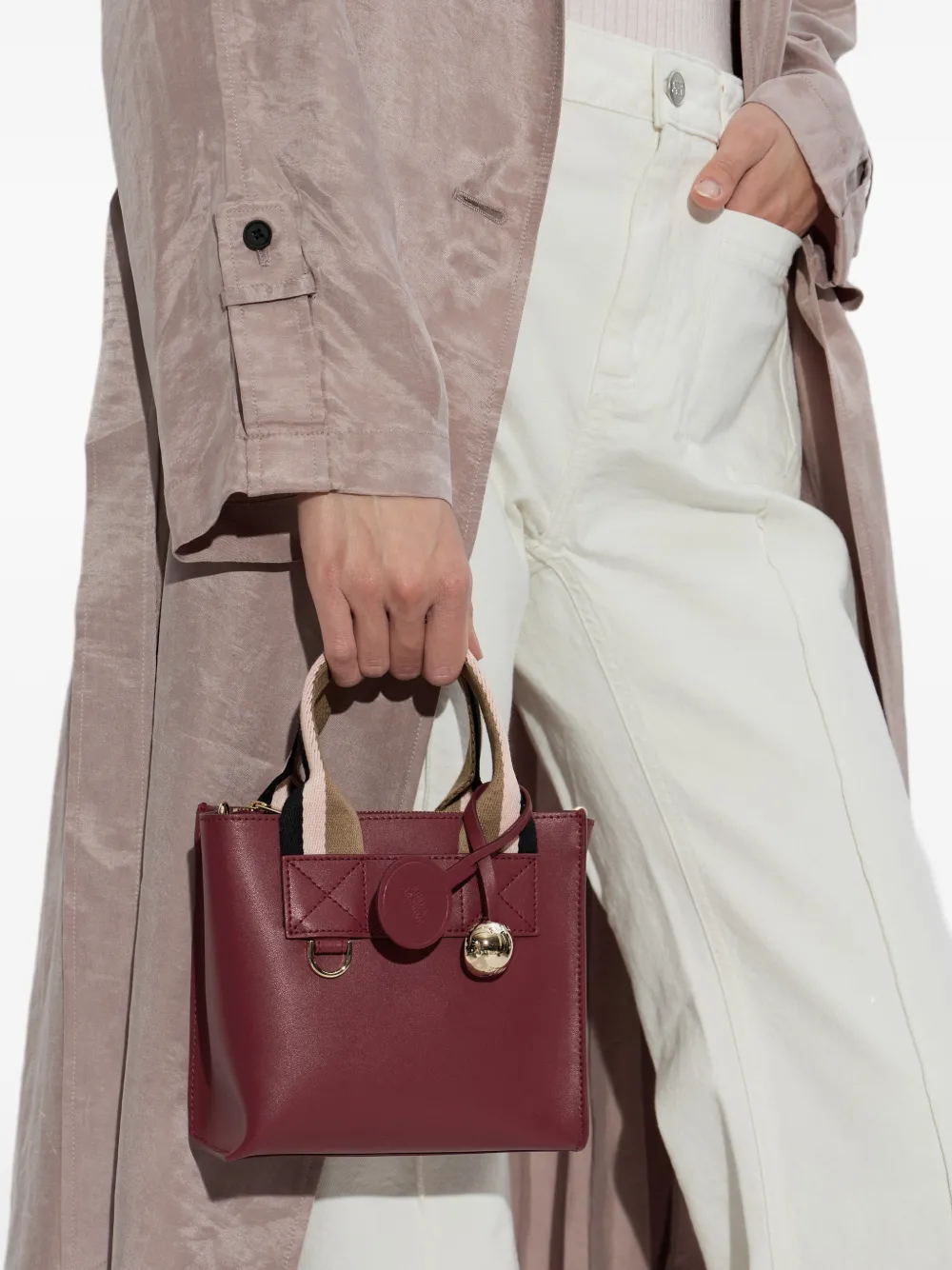 Furla Kleine Divide It leren shopper Rood