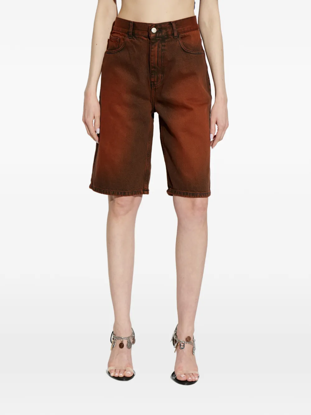  Carne Bollente Lettering-embroidery Shorts - Brown 