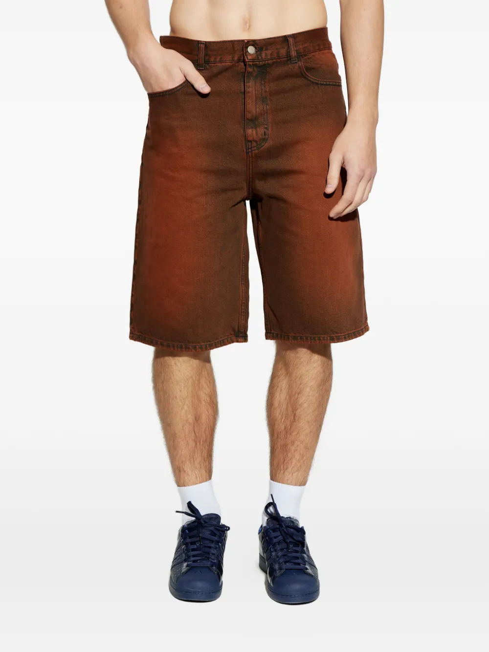  Carne Bollente Lettering-embroidery Shorts - Brown 