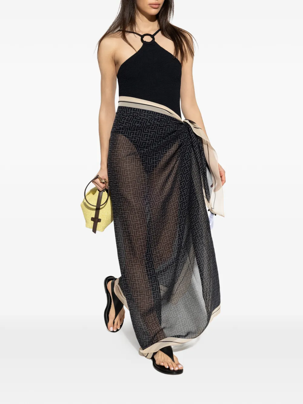 Balmain Logo-patterned Sarong - Black 