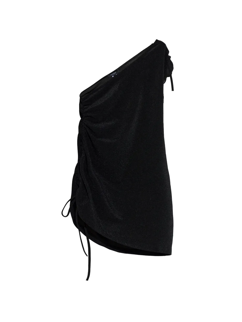 Balmain one-shoulder drawstring-detail mini dress - Nero