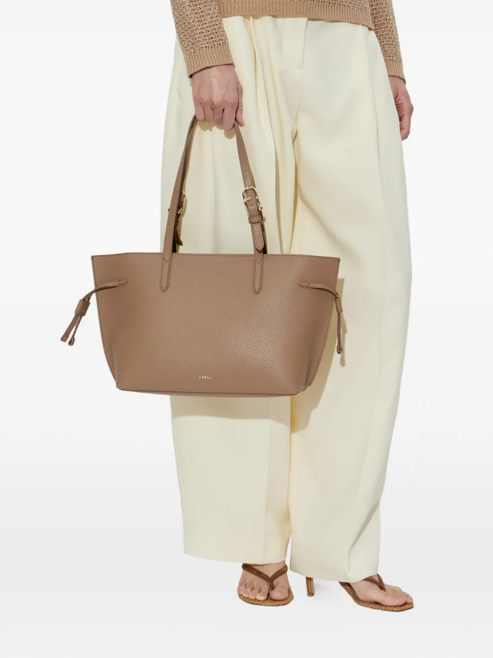 Furla Ava medium leren shopper Beige