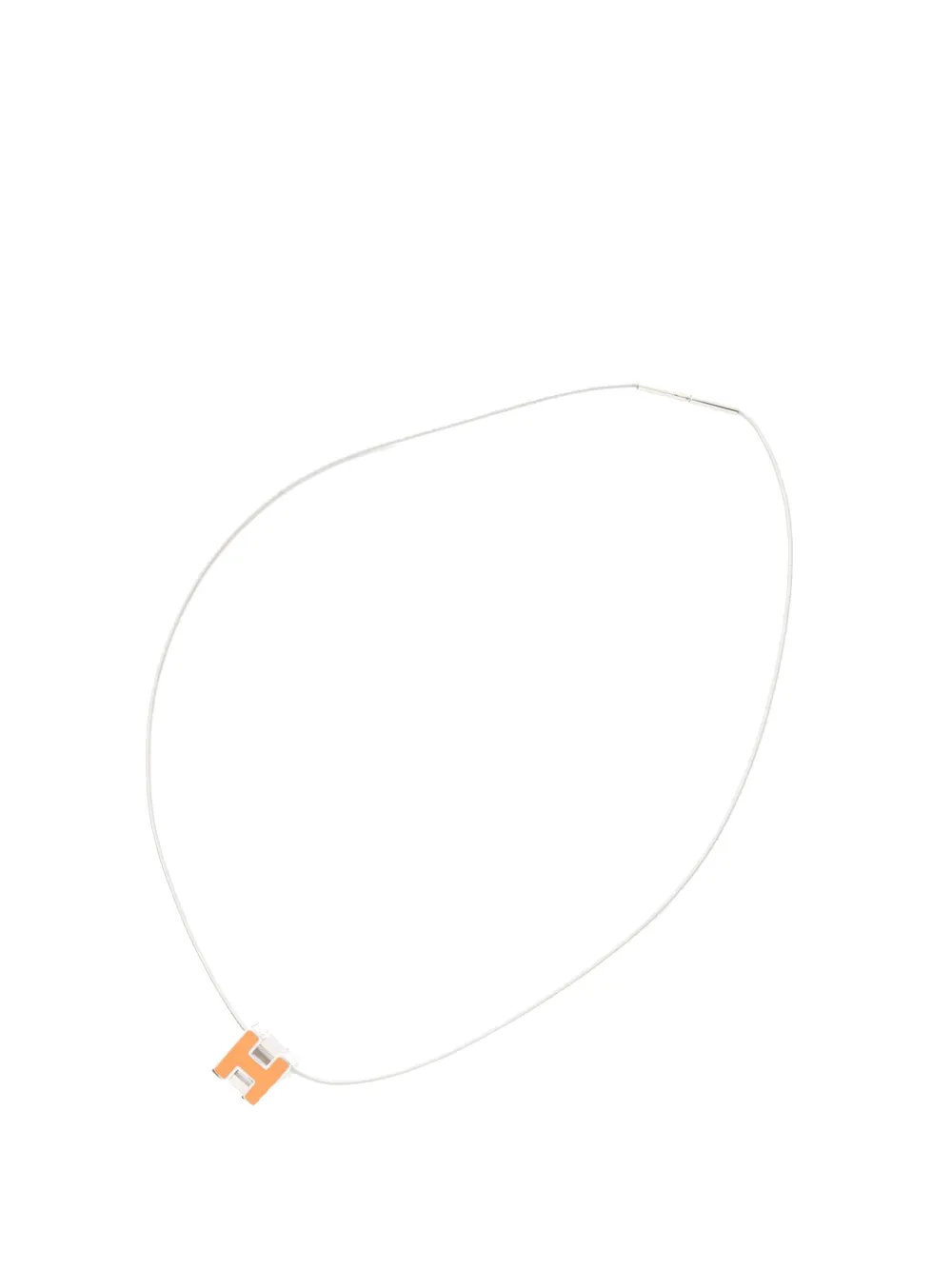 Hermès Pre-Owned 2010-2025 Stainless Steel Lacquered Cage dH Cube Pendant Necklace costume necklace - Arancione