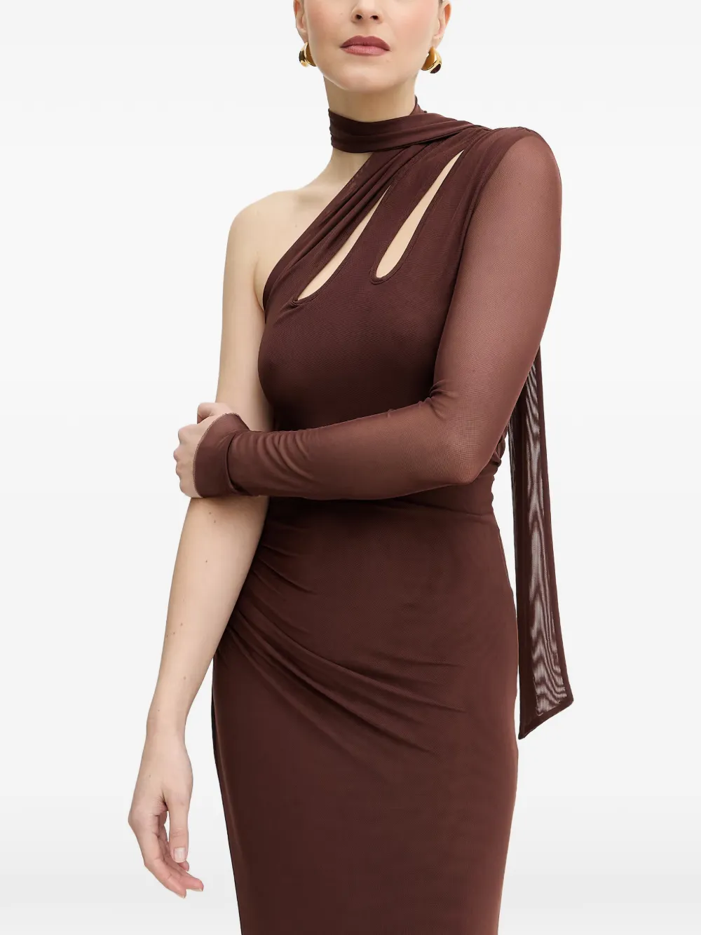 Silvian Heach Asymmetrische jurk met uitgesneden details Bruin