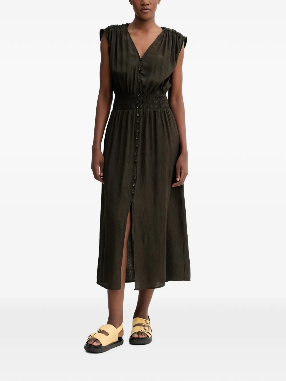 Sessùn Galiane V-neck buttoned midi dress