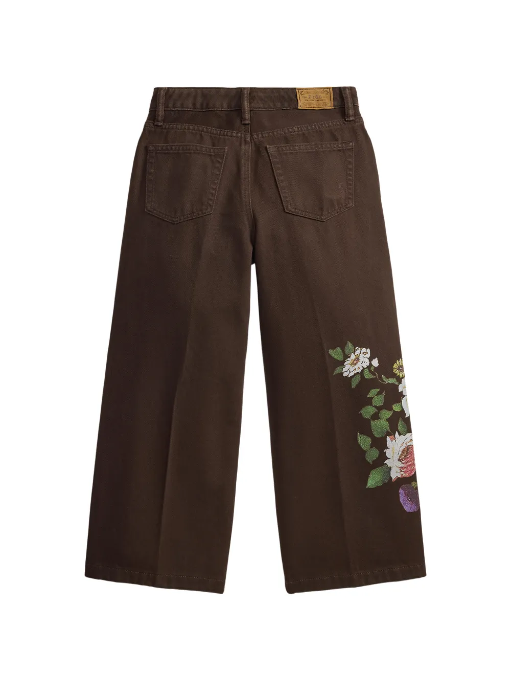 POLO RALPH LAUREN KIDS Jeans met bloemenprint en wijde pijpen Bruin