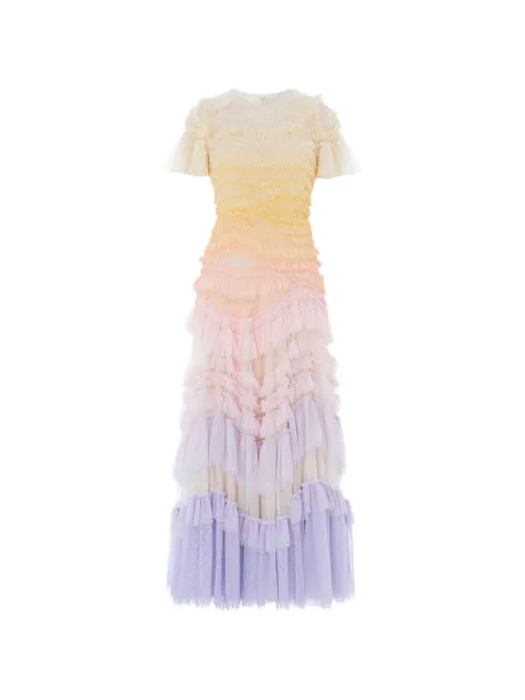 Needle & Thread Wild Rose Ombre short-sleeve maxi dress