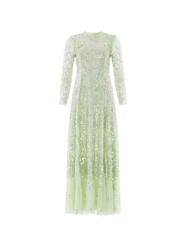 green needle and thread dress Needle & Thread Scatter Dot Cape Sleeve Ankle Gown Green US 6