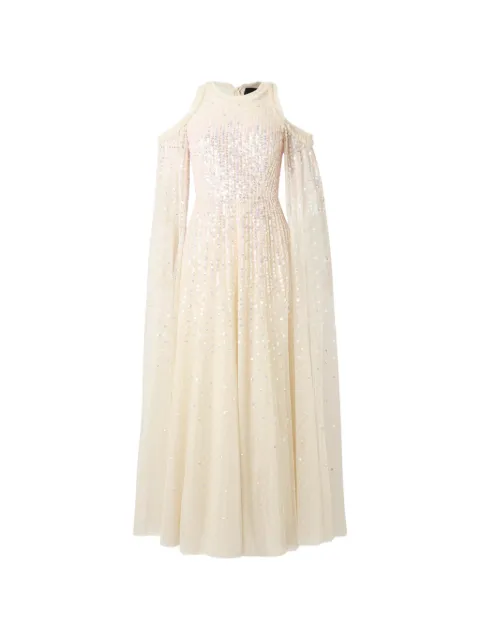 Needle & Thread vestido largo Moonlight con lentejuelas de manga capa
