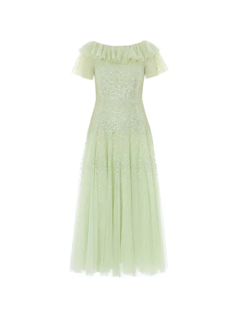Needle & Thread ruffled sequin-embellished gown