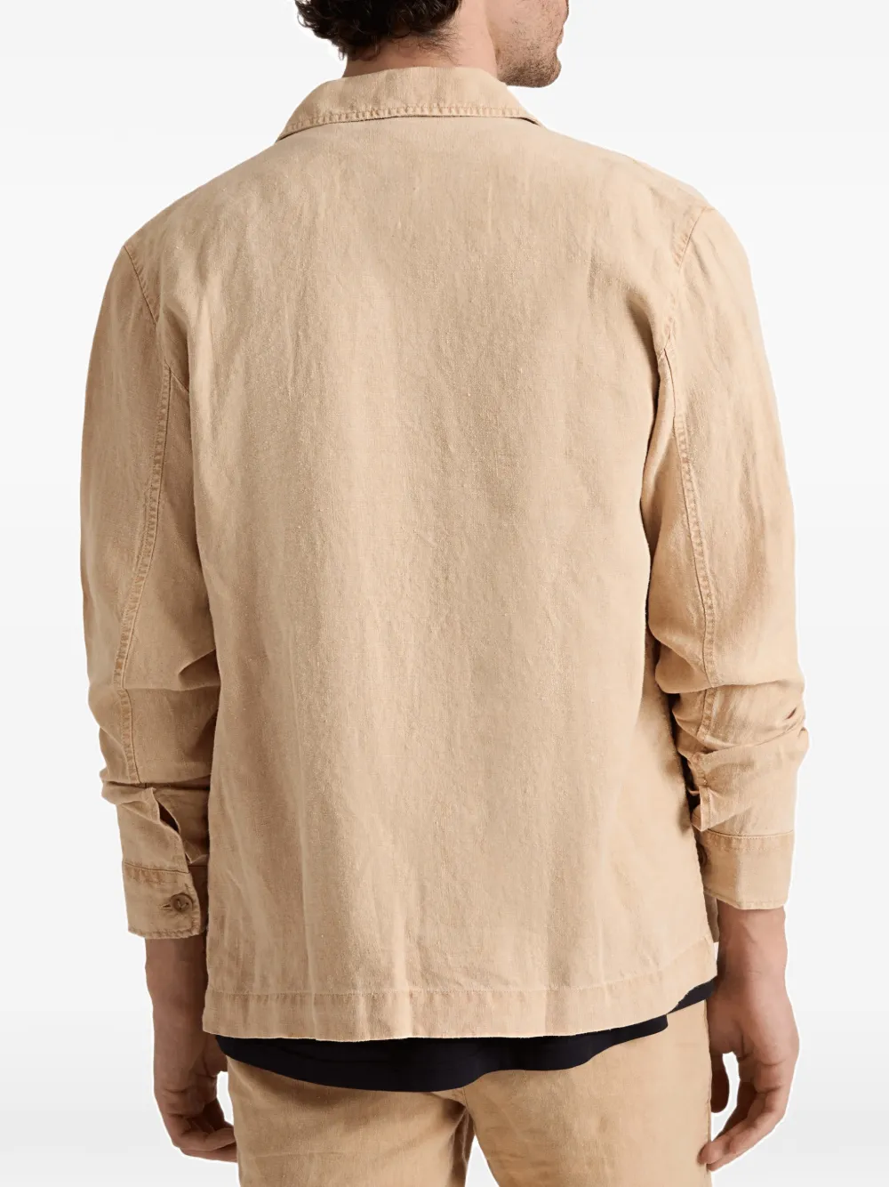 Vilebrequin Shirtjack met opgestikte zak en borduurwerk Beige