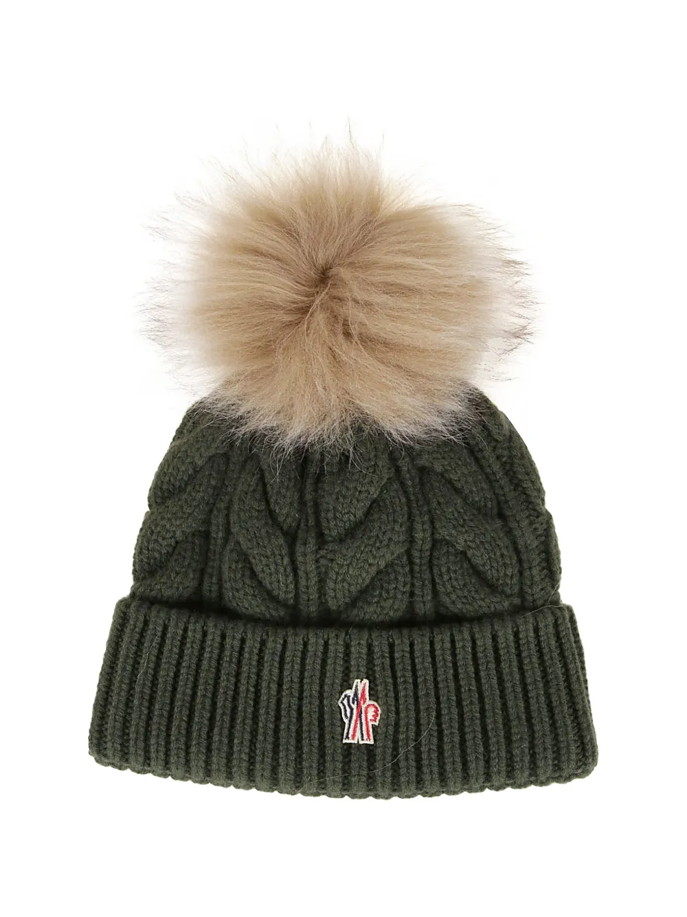 Moncler Grenoble cable-knit pompom beanie hat - Verde