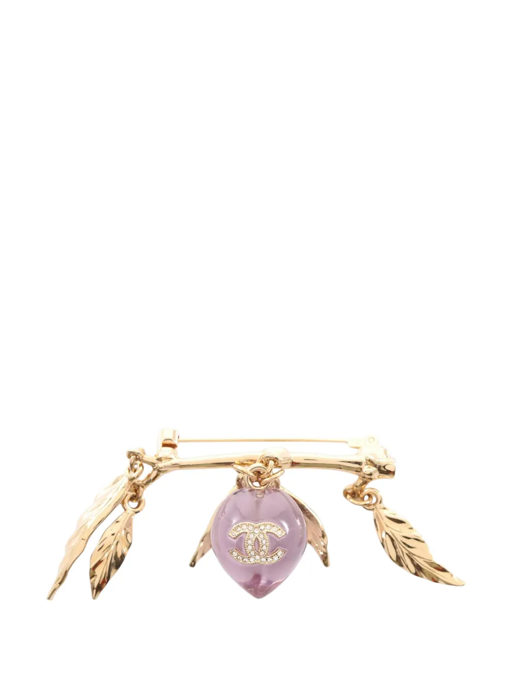 CHANEL Pre-Owned 2025 Gold Plated Resin CC Pendant Branch Brooch costume brooch - Viola