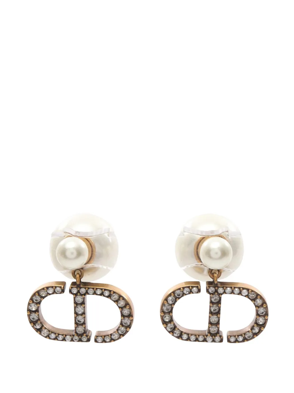 Christian Dior Pre-Owned 2010-2025 Gold Plated Faux Pearl Dior Tribales Earrings costume earrings - Bianco