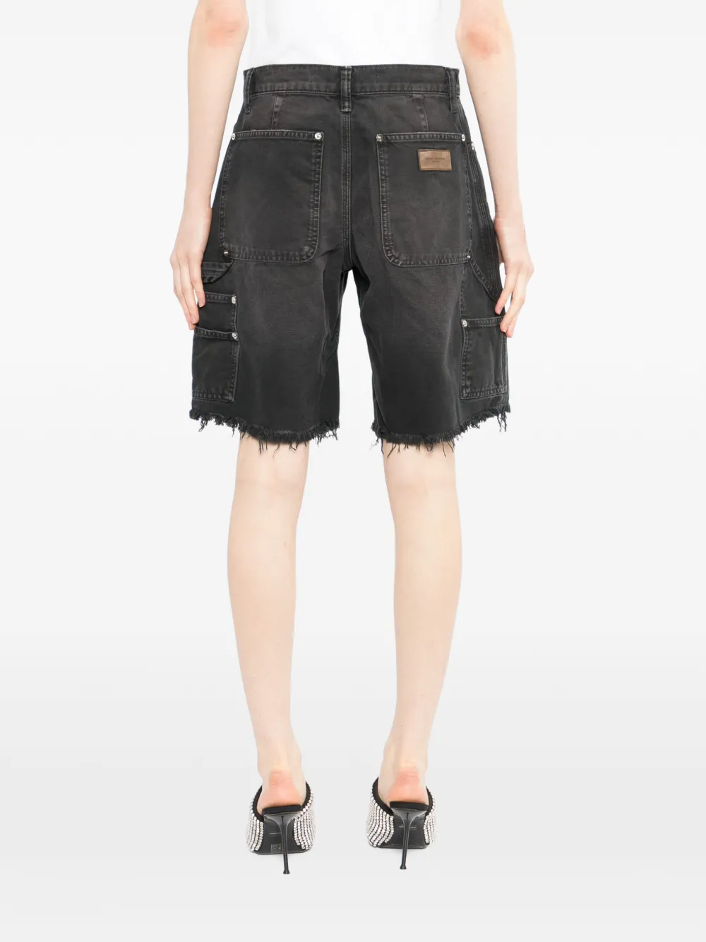 Alexander Wang Mid waist cargo shorts met rits Zwart