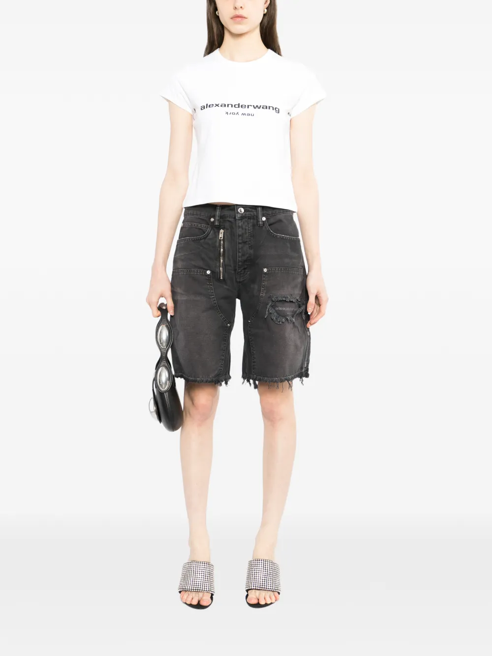  Alexander Wang Zip Mid-rise Carpenter Shorts - Black 